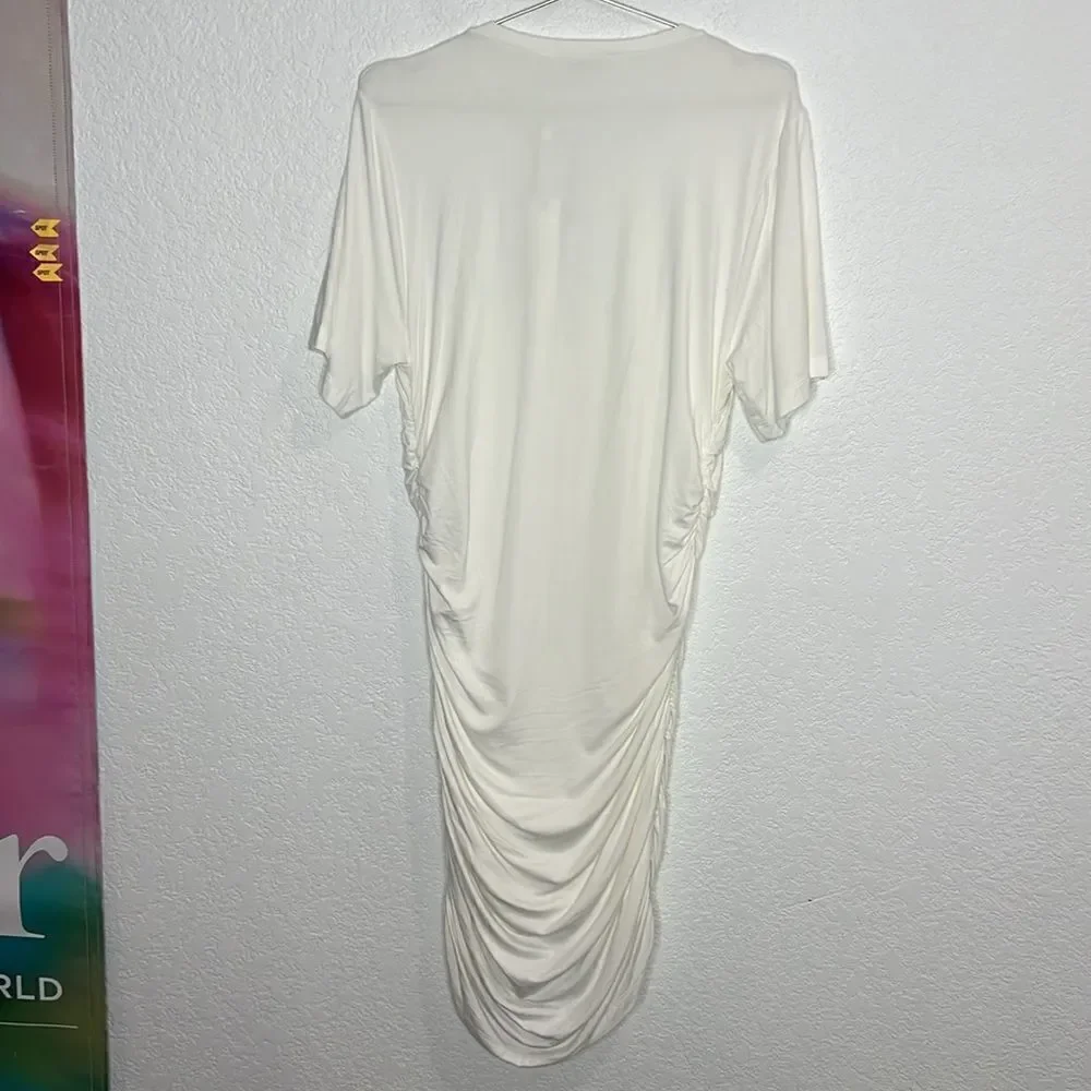 NWT Jonathan SIMKHAI Standard Jaslene Mini T Shirt Dress in White XL Revolve